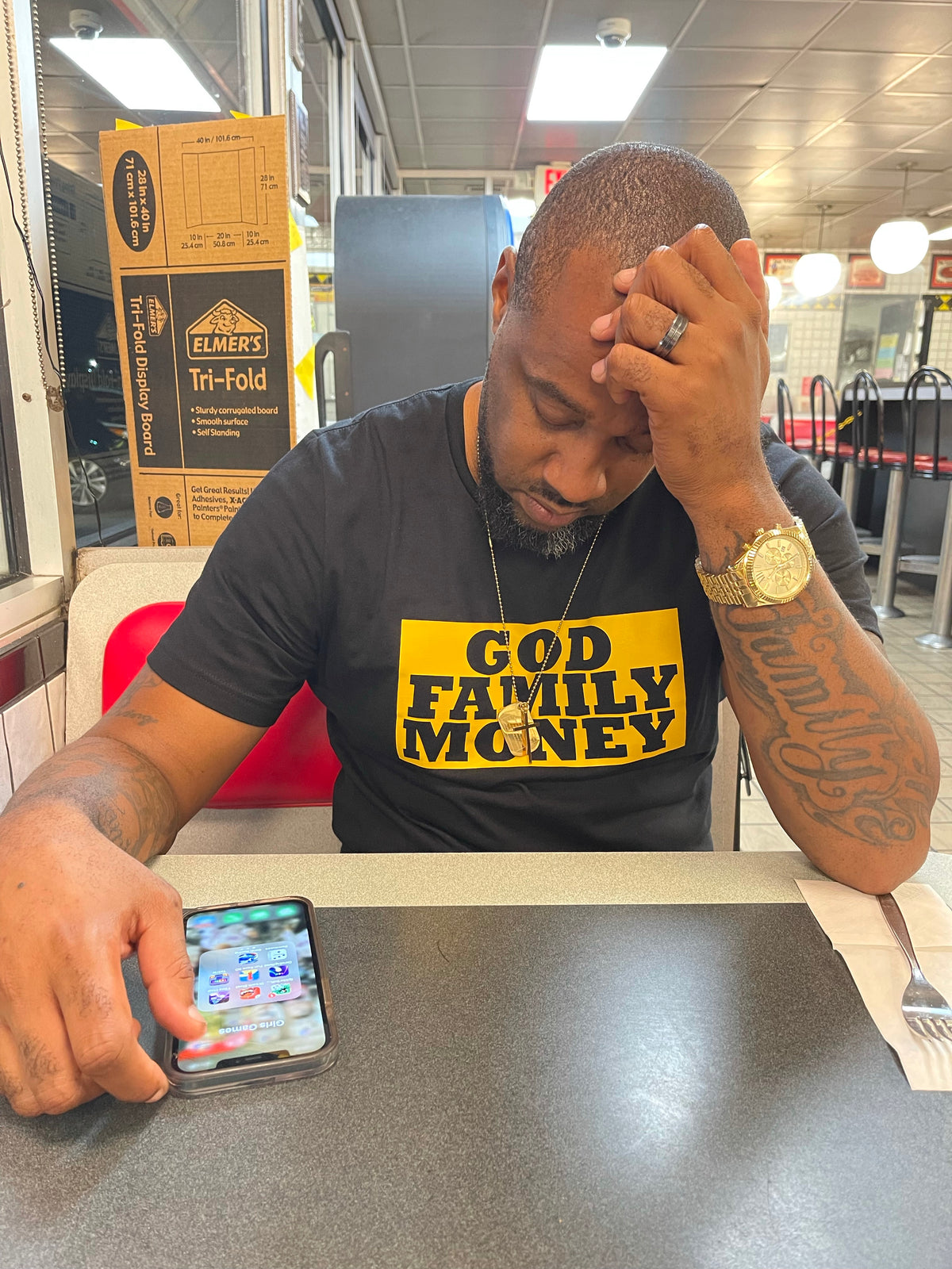 God Family Money Tee (Black /Yellow Block)